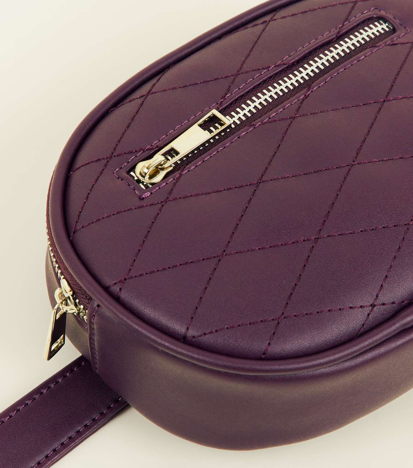 Purple Quilted Round Belt Bag Image 5