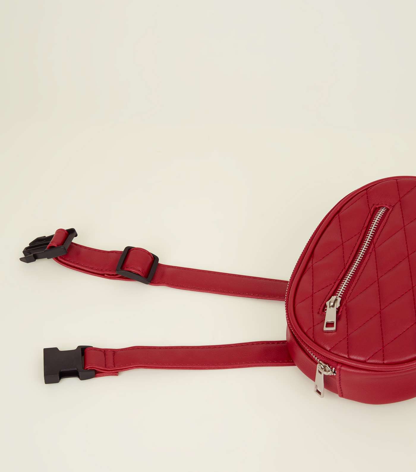 Red Quilted Round Belt Bag Image 6