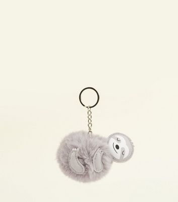 Pink Sloth Pom Pom Keyring New Look