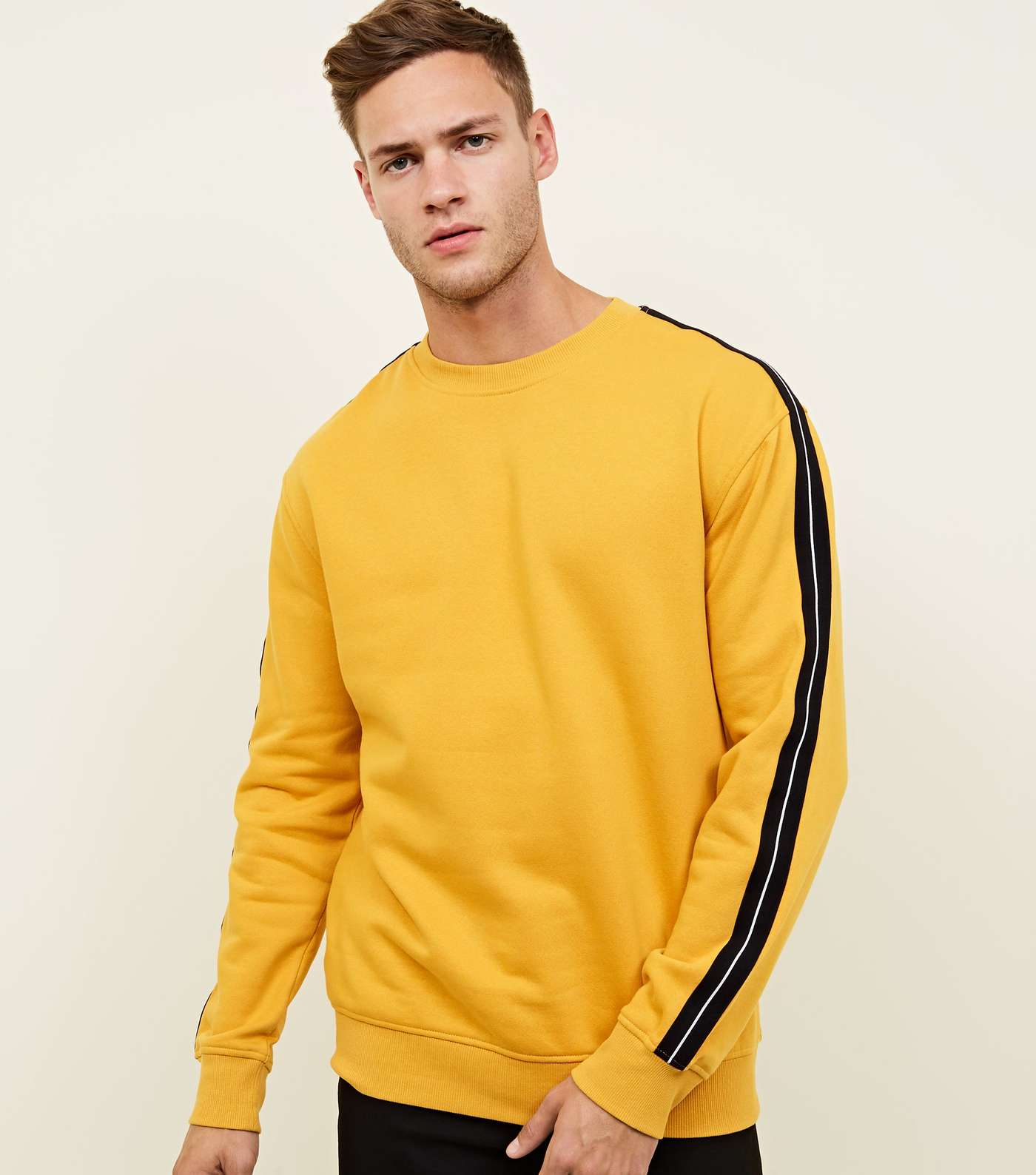 Yellow Tape Side Stripe Sleeve Sweatshirt