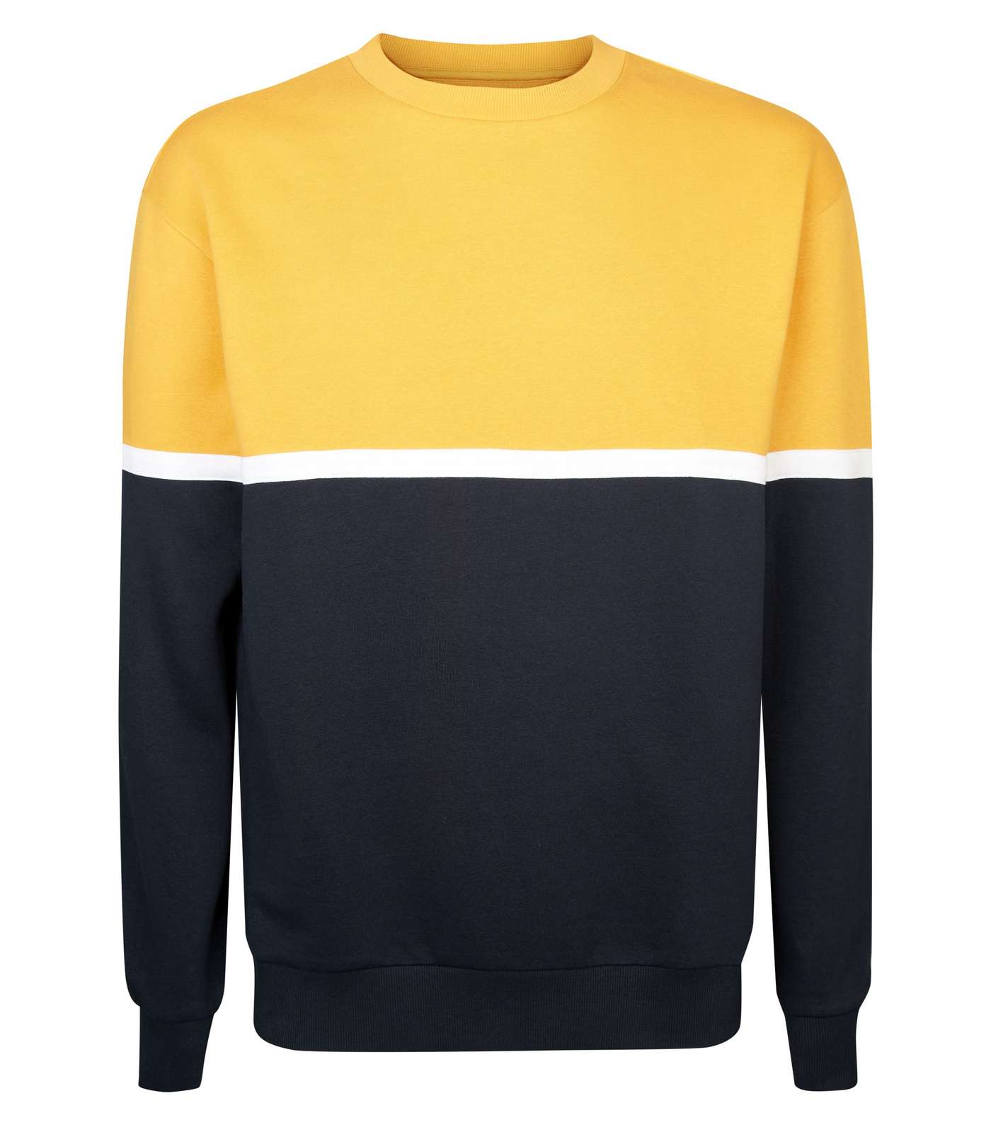 Yellow Colour Block Crew Neck Sweatshirt Image 4