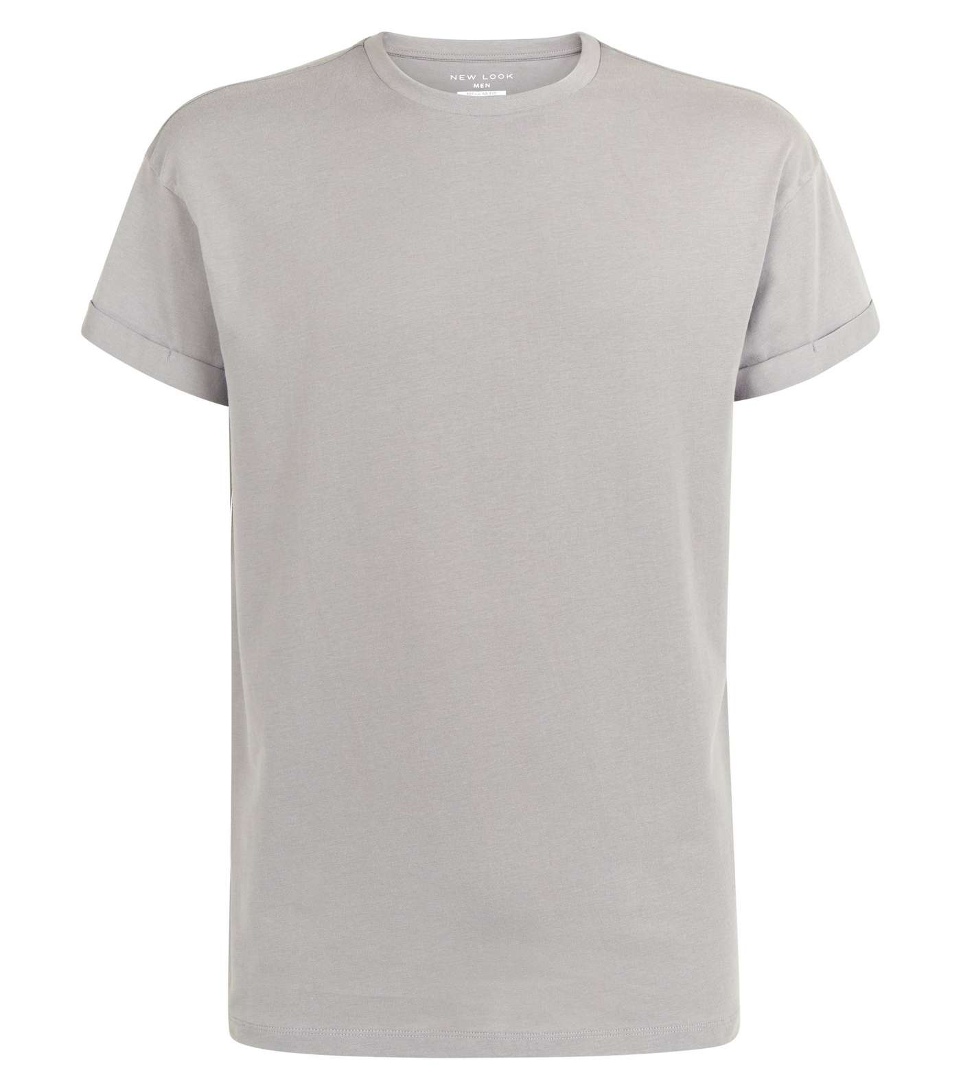 Pale Grey Rolled Sleeve T-Shirt Image 4