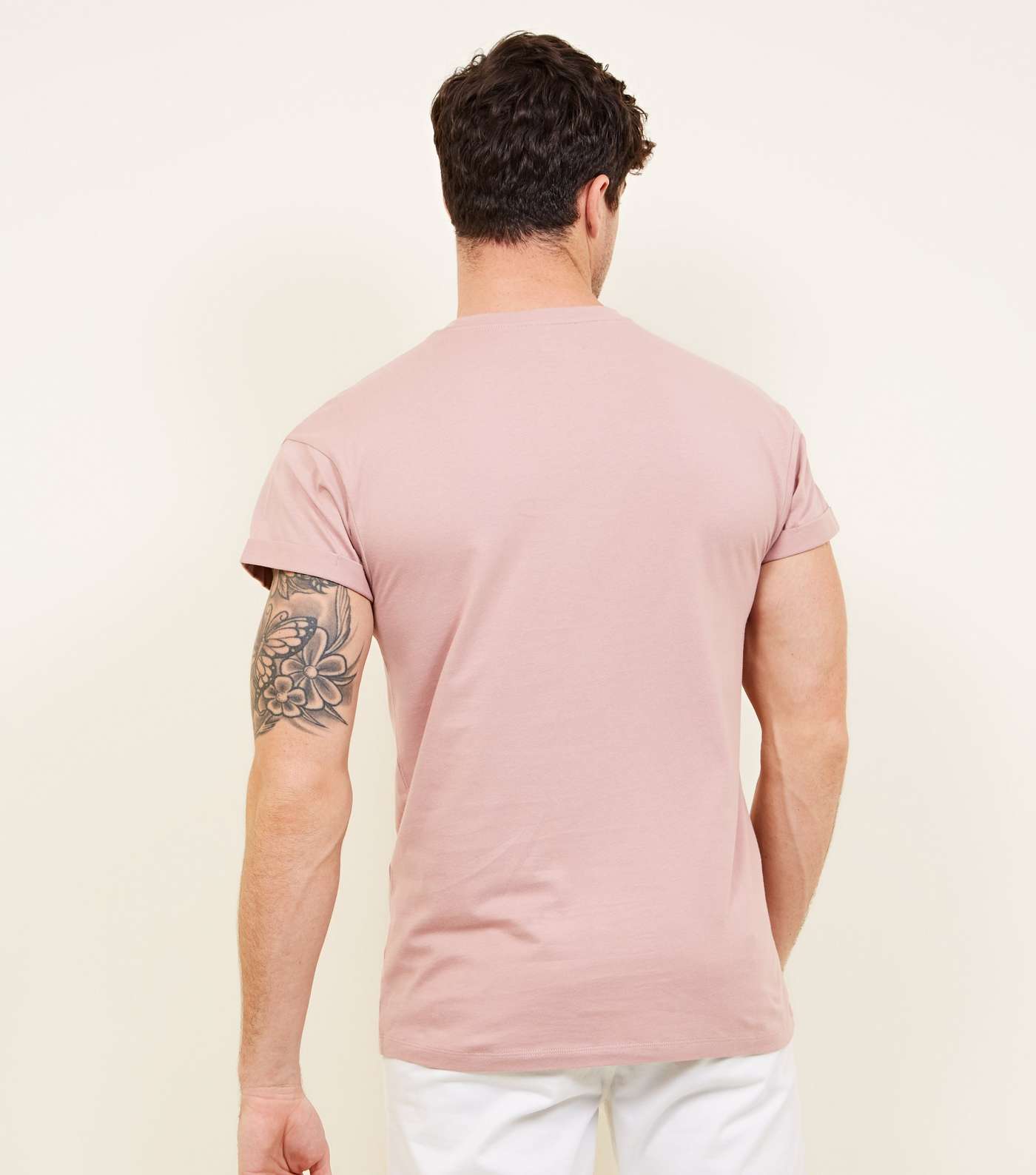 Mid Pink Rolled Sleeve T-Shirt Image 3