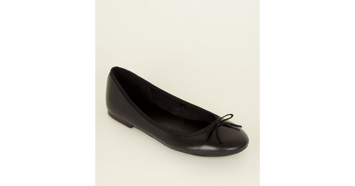 Black Leather Ballet Pumps New Look