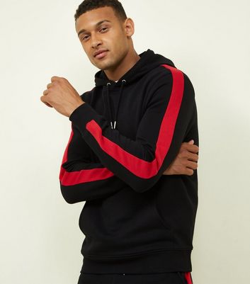 Black Side Stripe Hoodie New Look