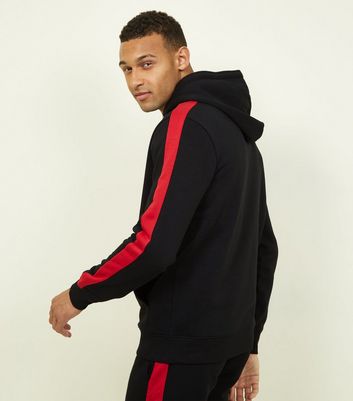 Black hoodie outlet with red stripes