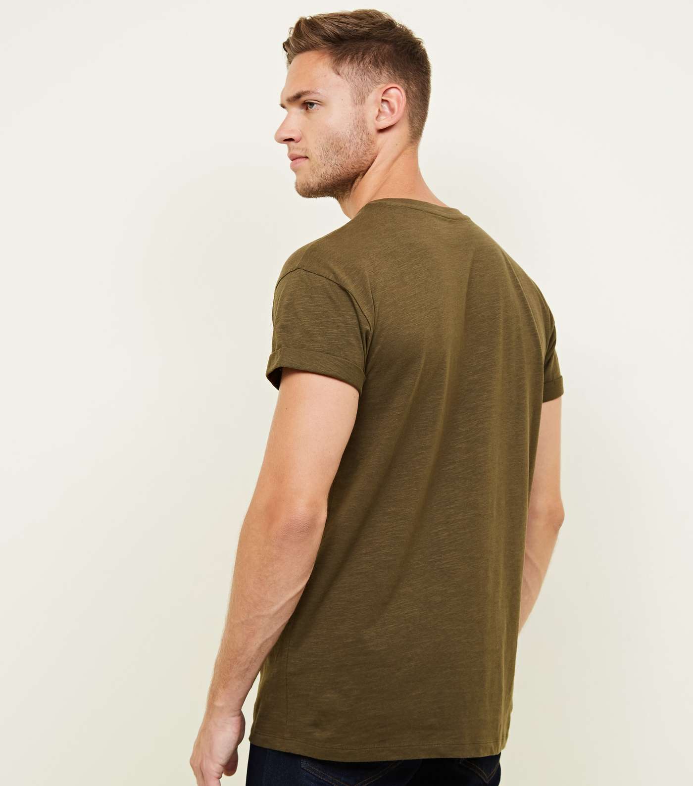 Green Slub Roll Sleeve T-Shirt Image 3