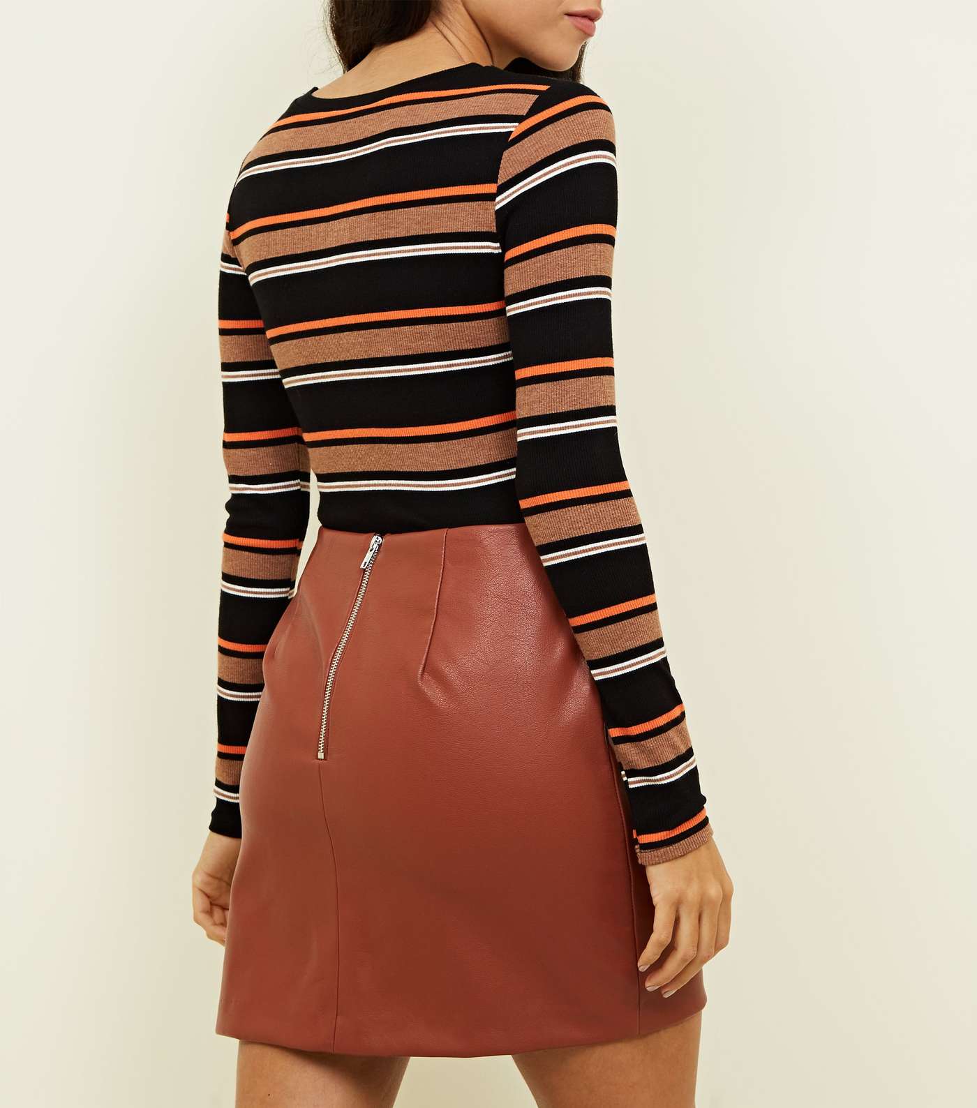 Rust Leather-Look Mini Skirt  Image 3