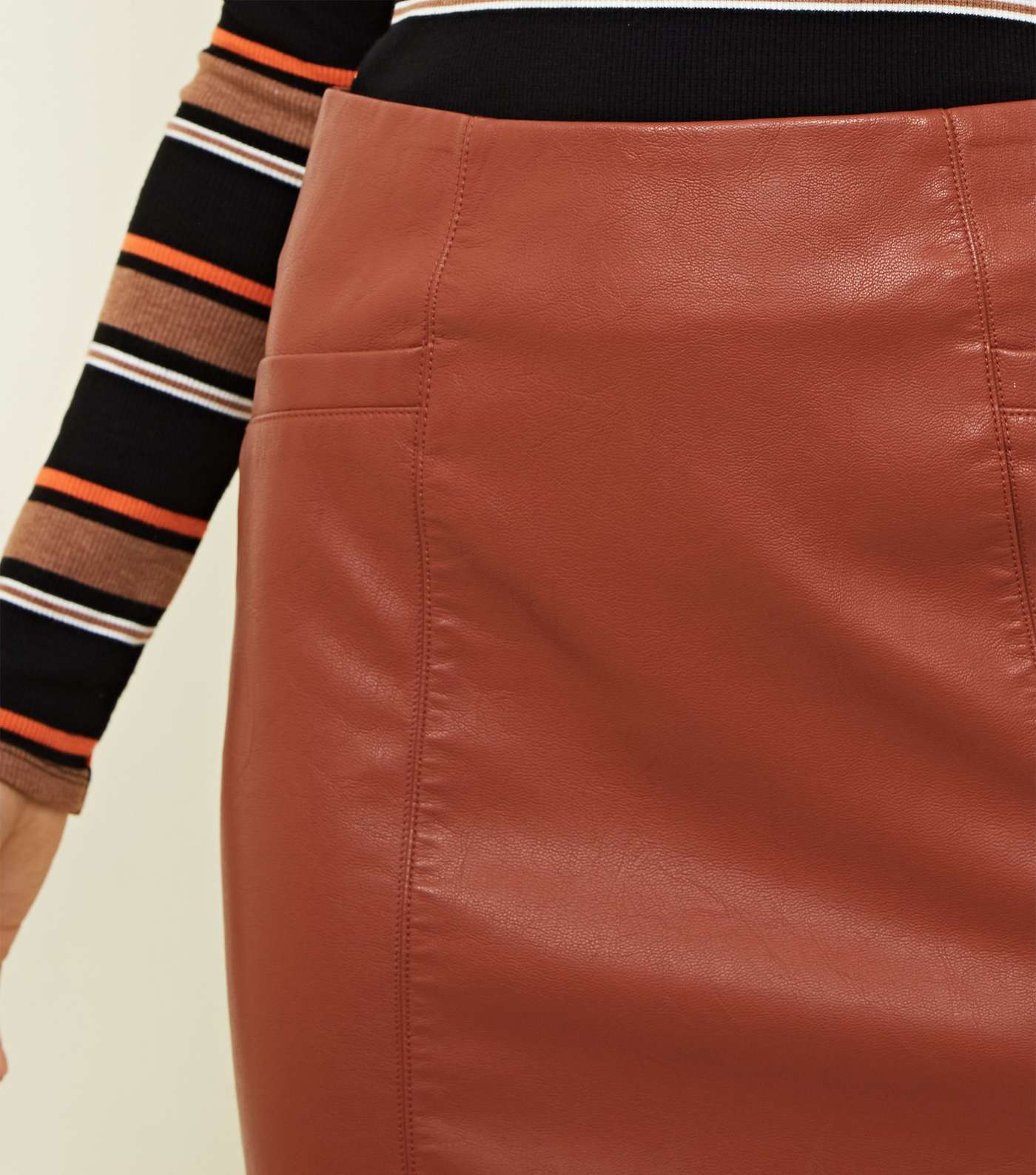 Rust Leather-Look Mini Skirt  Image 5