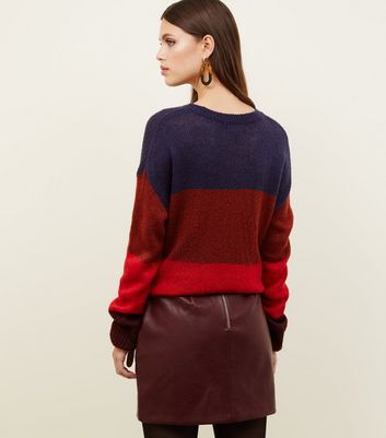 new look red leather skirt