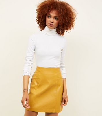 Yellow Leather look Mini Skirt