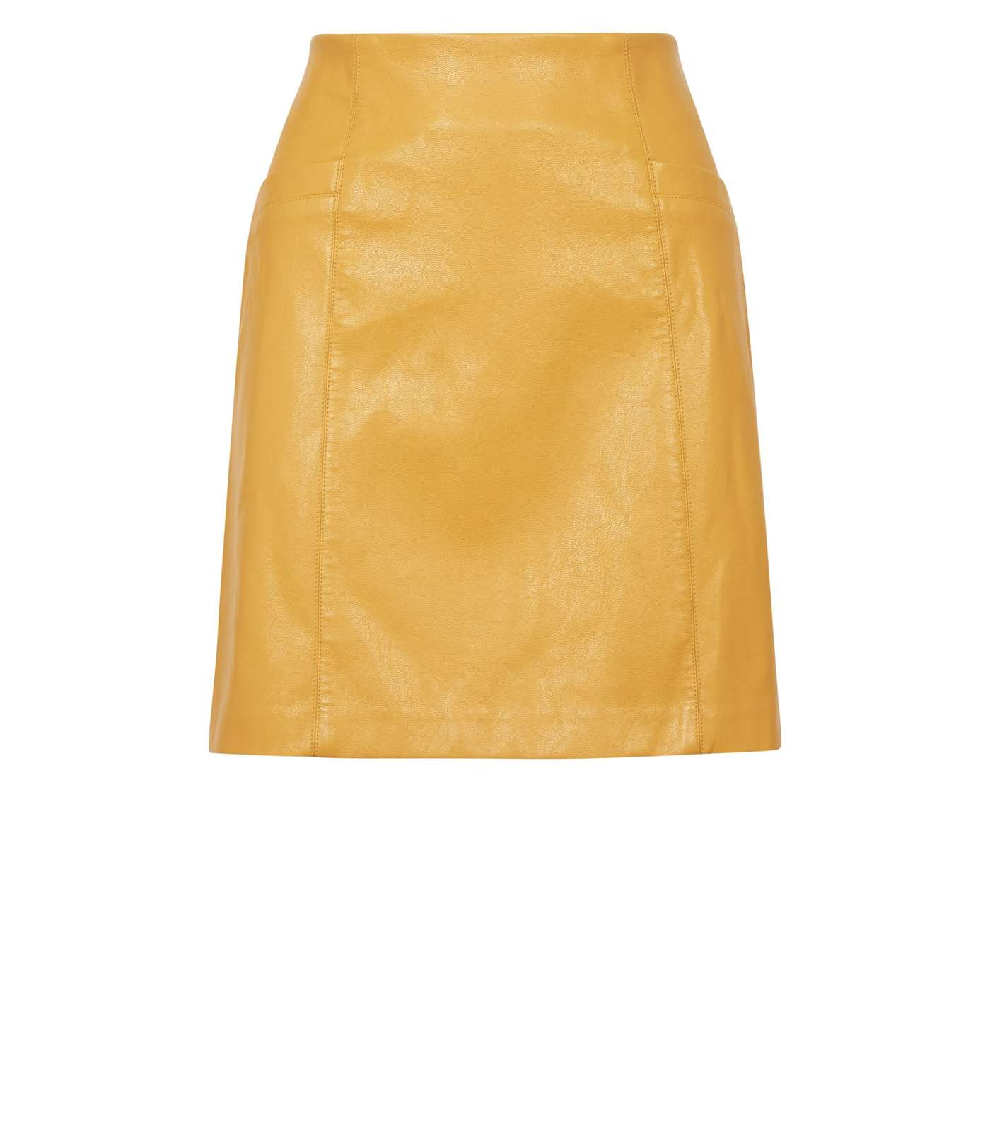 Yellow Leather-look Mini Skirt Image 4