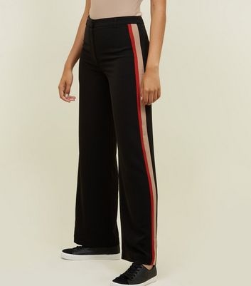 womens black trousers with side stripe