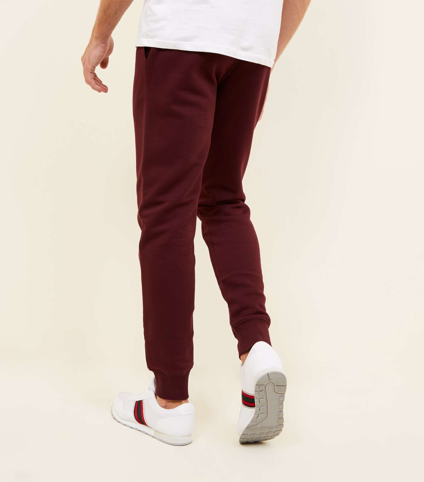 Burgundy Ribbed Cuff Joggers Image 3