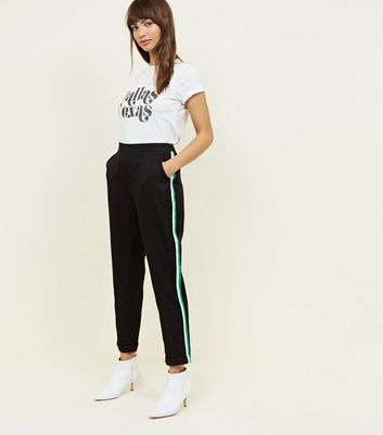 green side stripe pants