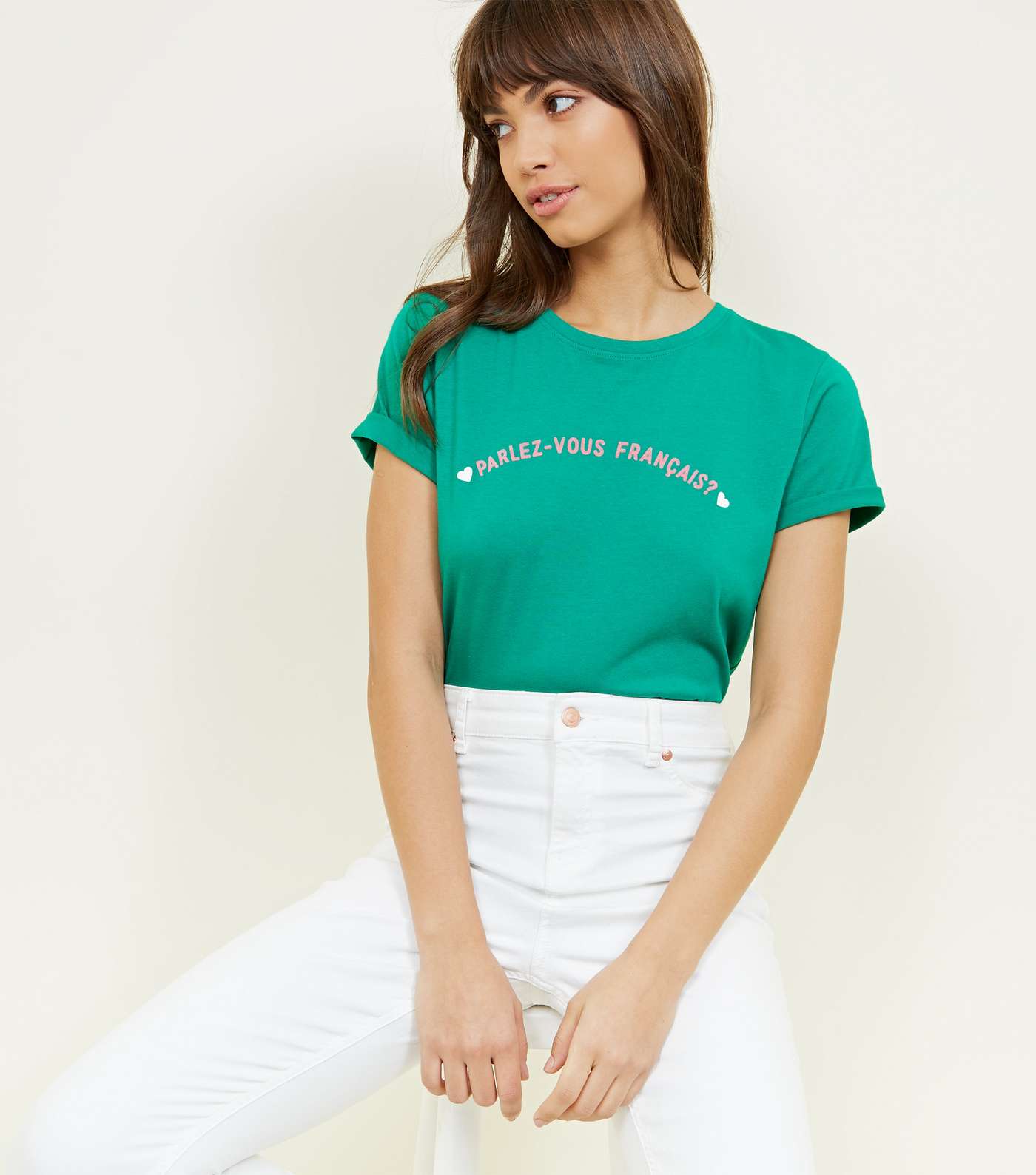 Green Parlez-Vous Français? Slogan T-Shirt Image 5