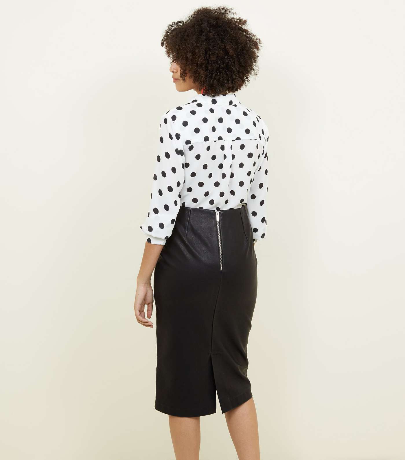 Black Leather-Look Pencil Skirt Image 3