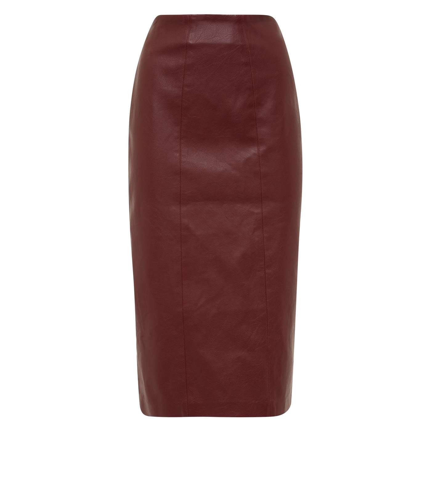 Burgundy Leather-Look Pencil Skirt Image 4