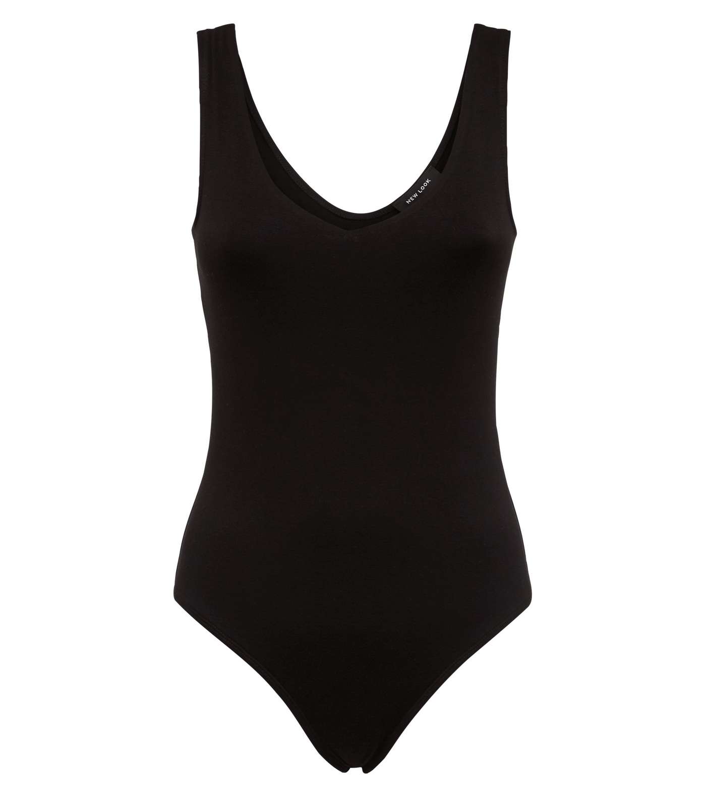 Black V-Neck Sleeveless Bodysuit Image 4