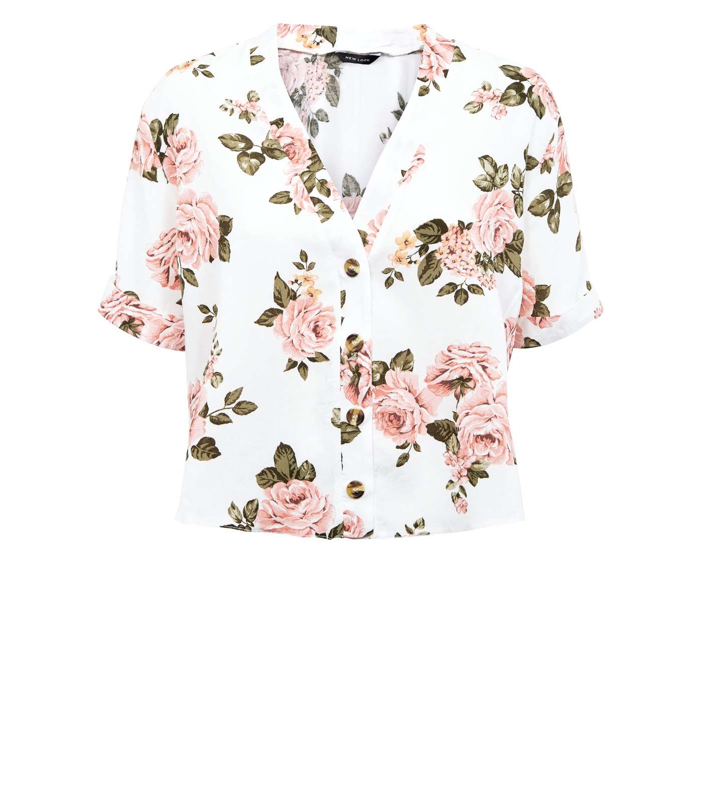 White Rose Print Button Through Box Shirt Image 4