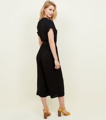 new look black linen jumpsuit