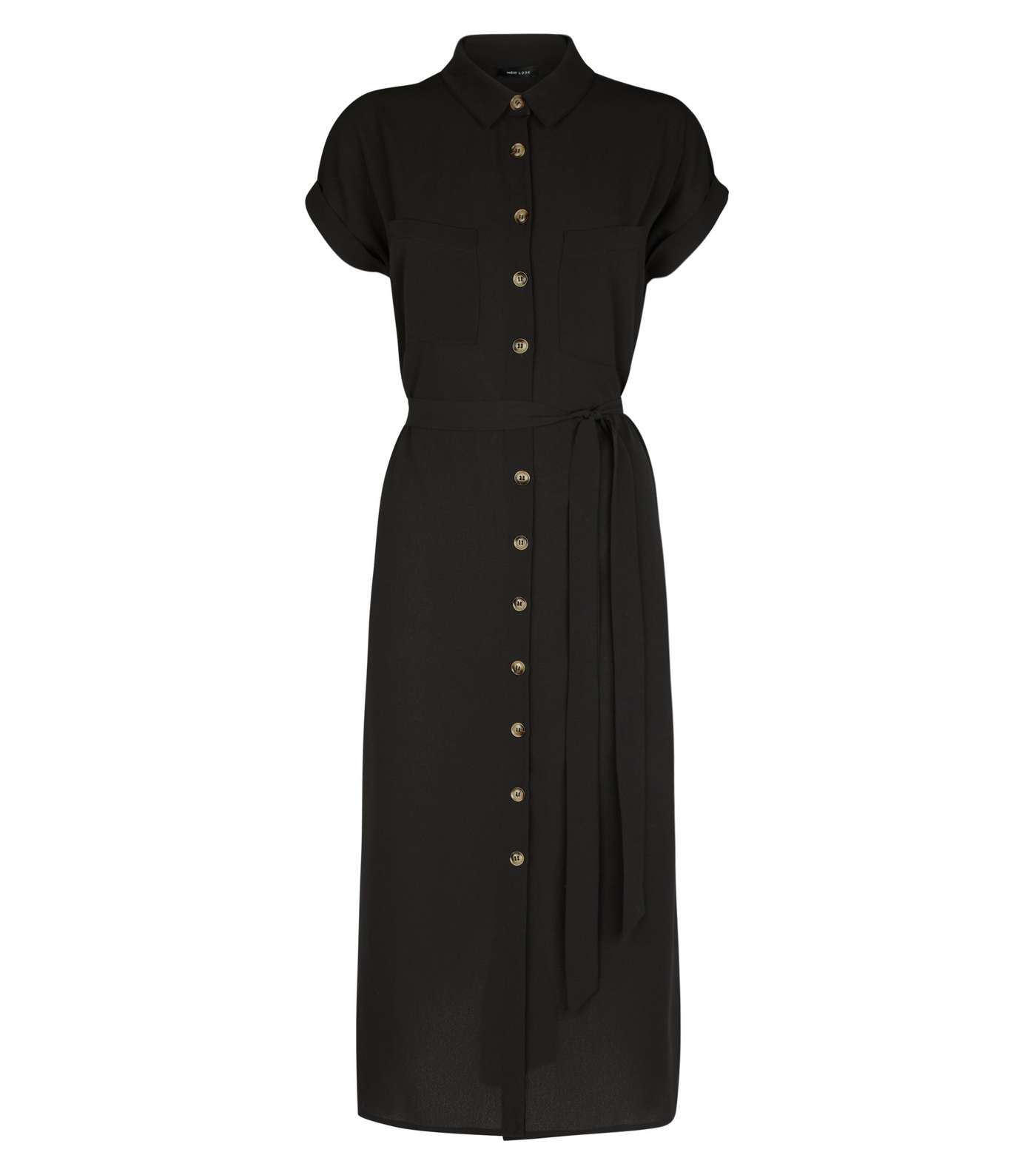 Black Midi Shirt Dress Image 4