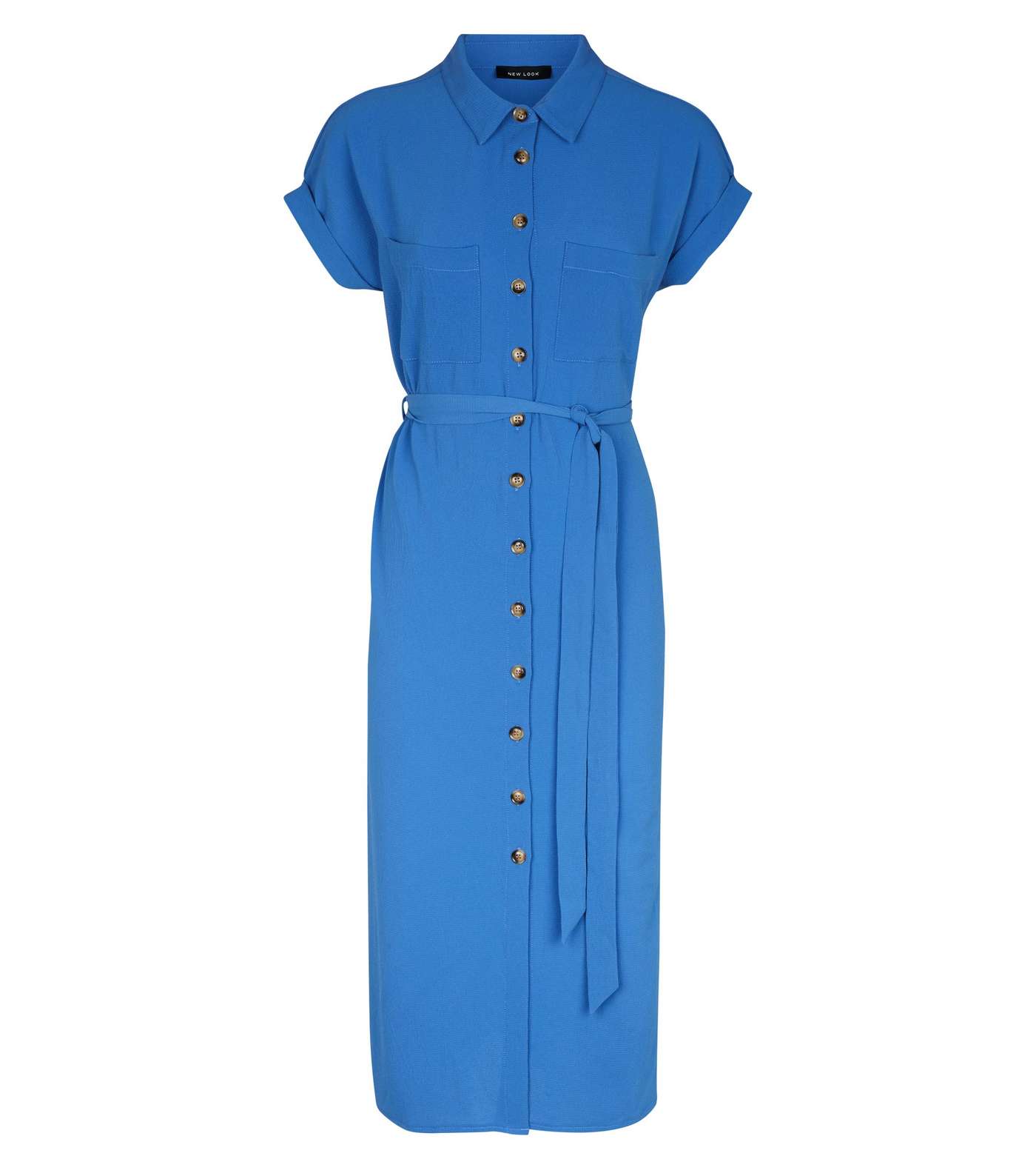 Bright Blue Midi Shirt Dress  Image 4