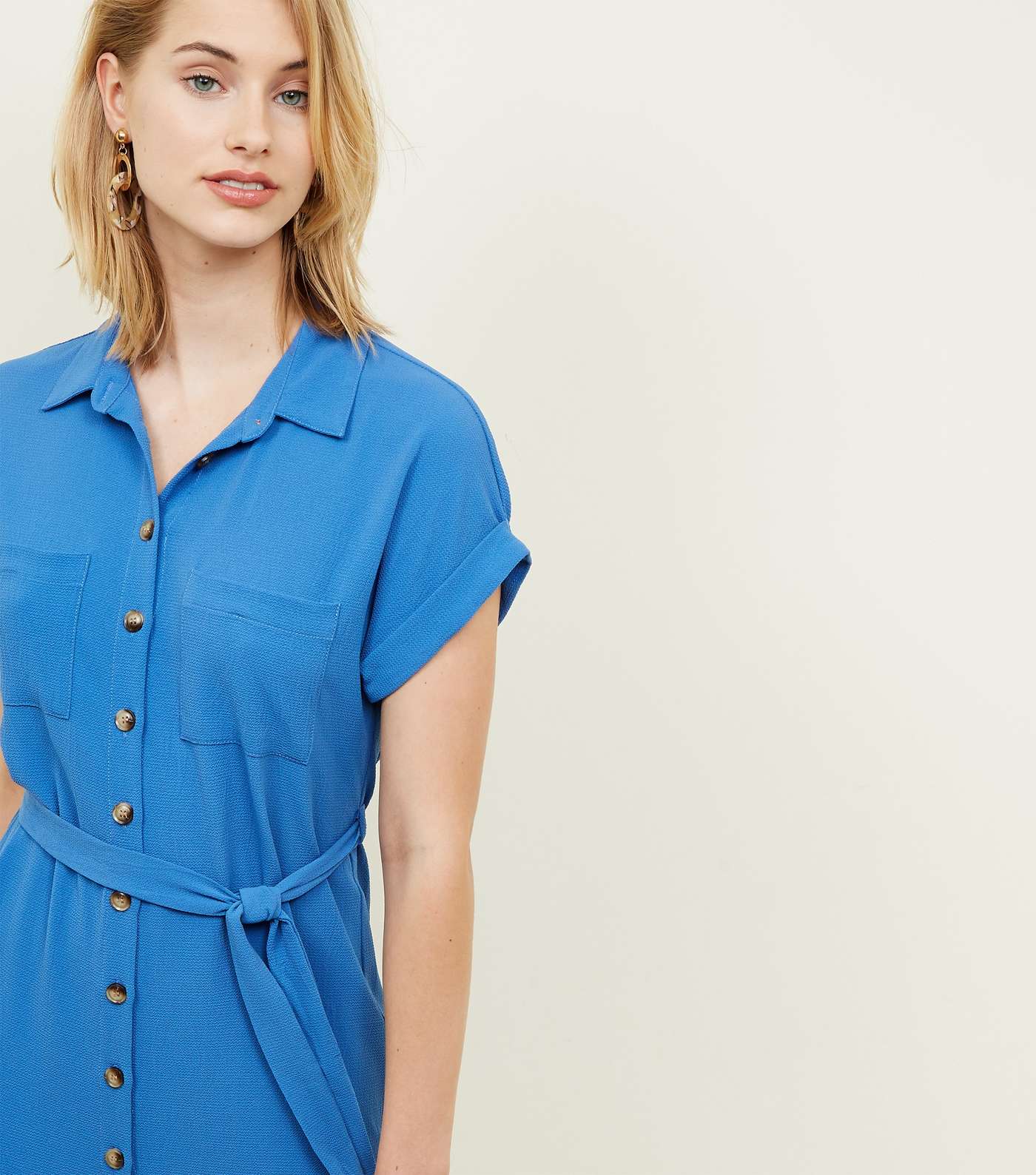 Bright Blue Midi Shirt Dress  Image 2
