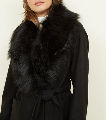 new look black fur coat