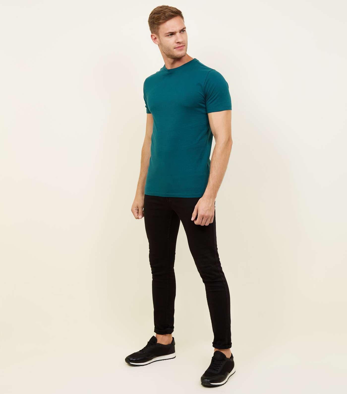 Teal Short Sleeve Muscle Fit T-Shirt Image 2