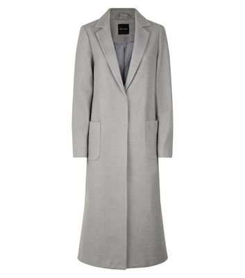 Pale Grey Bar Back Revere Collar Maxi Coat | New Look