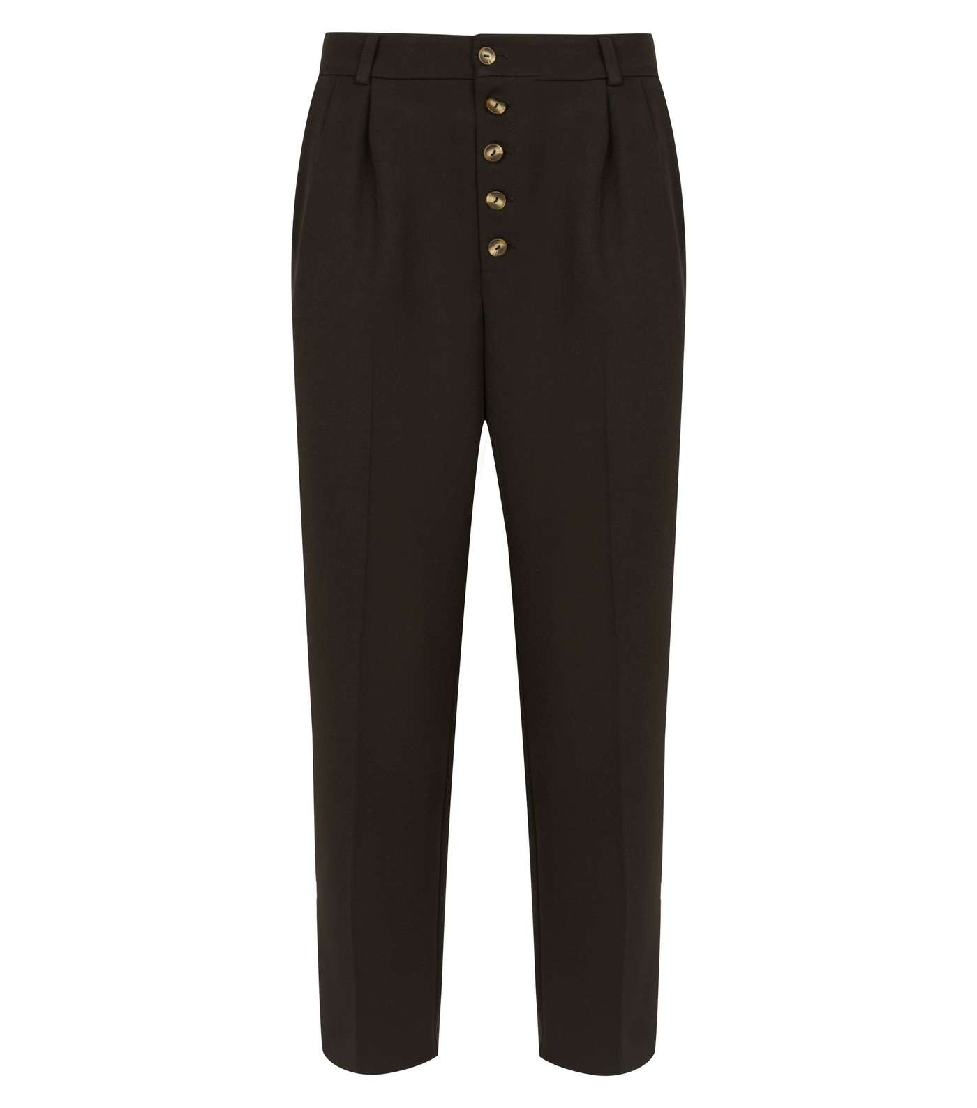 Black Button Front Tapered Trousers Image 4
