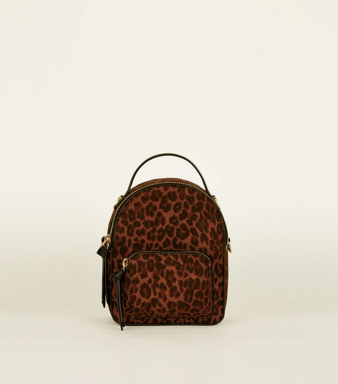 Brown Convertible Leopard Print Micro Backpack