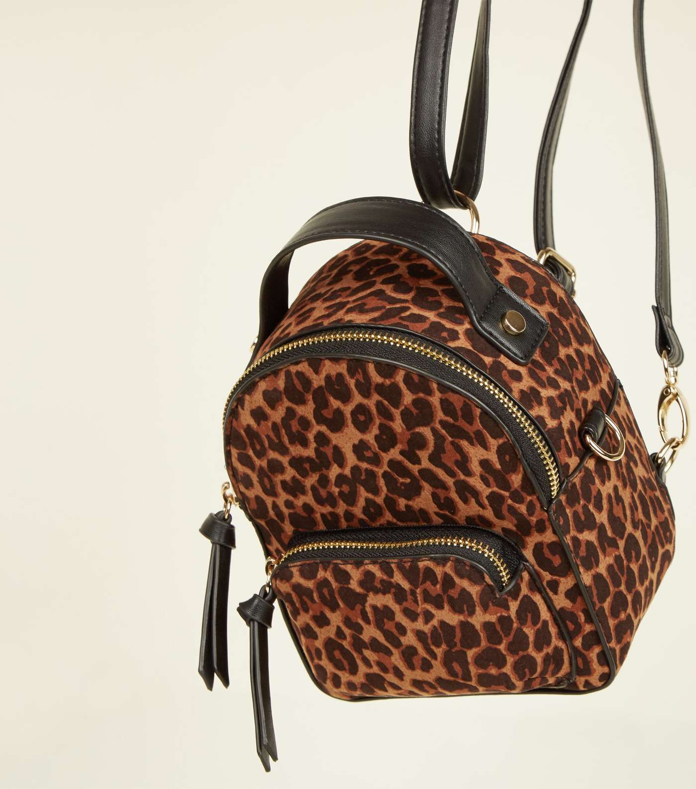 Brown Convertible Leopard Print Micro Backpack Image 3