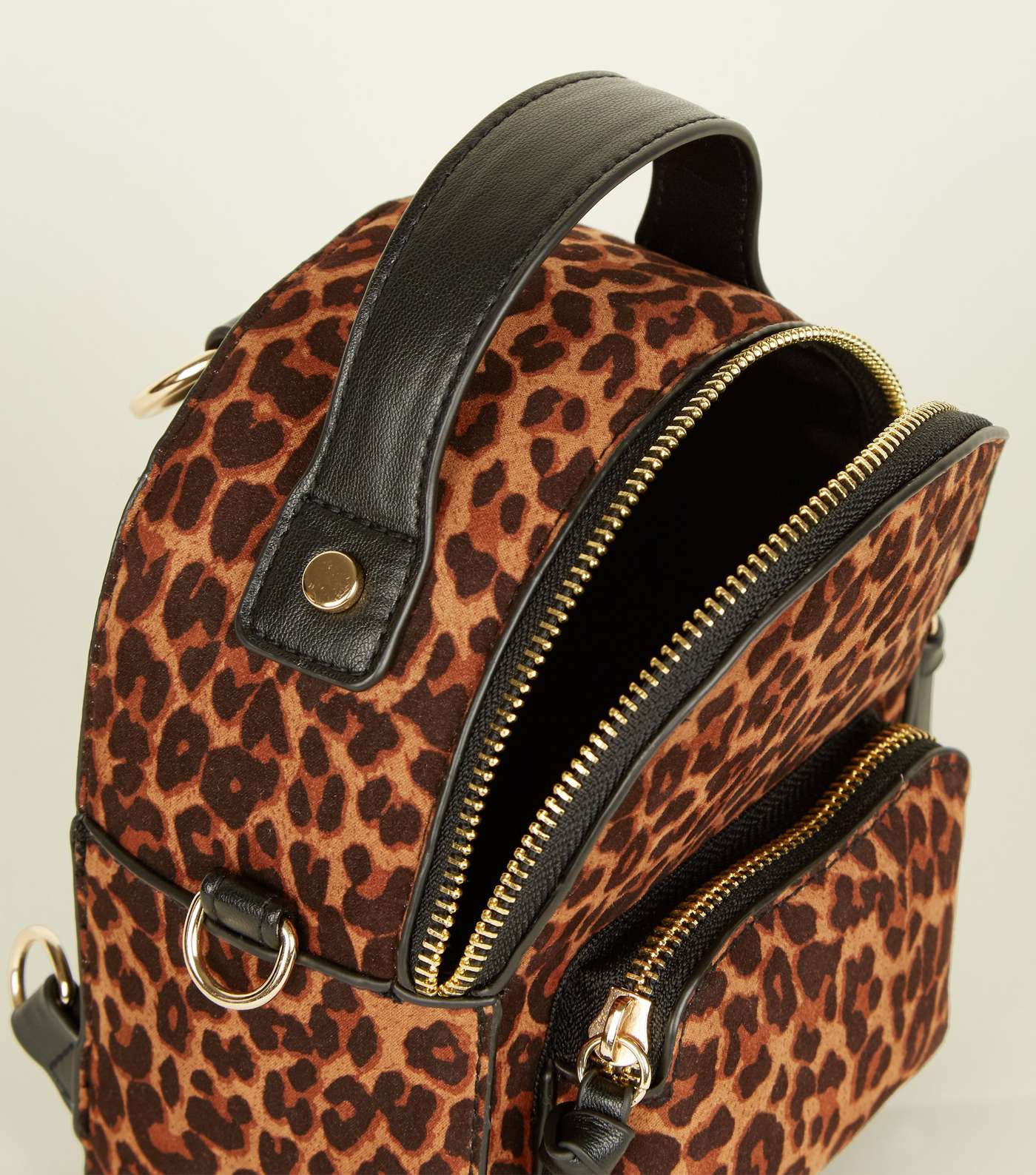 Brown Convertible Leopard Print Micro Backpack Image 5