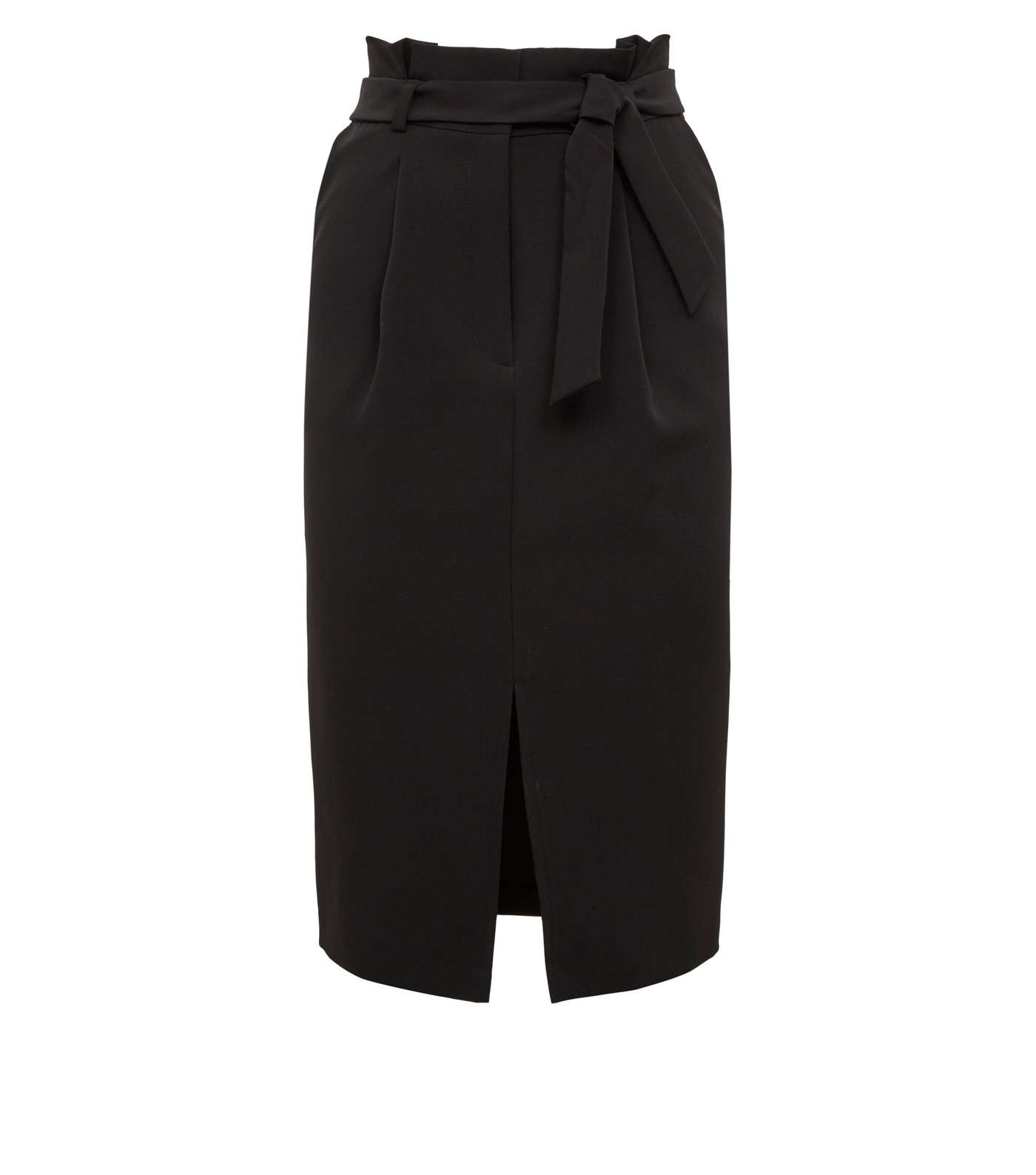 Black Tie Waist Paperbag Pencil Skirt Image 4