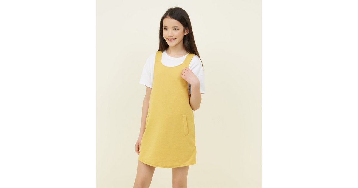 Girls Mustard Pinafore Dress New Look