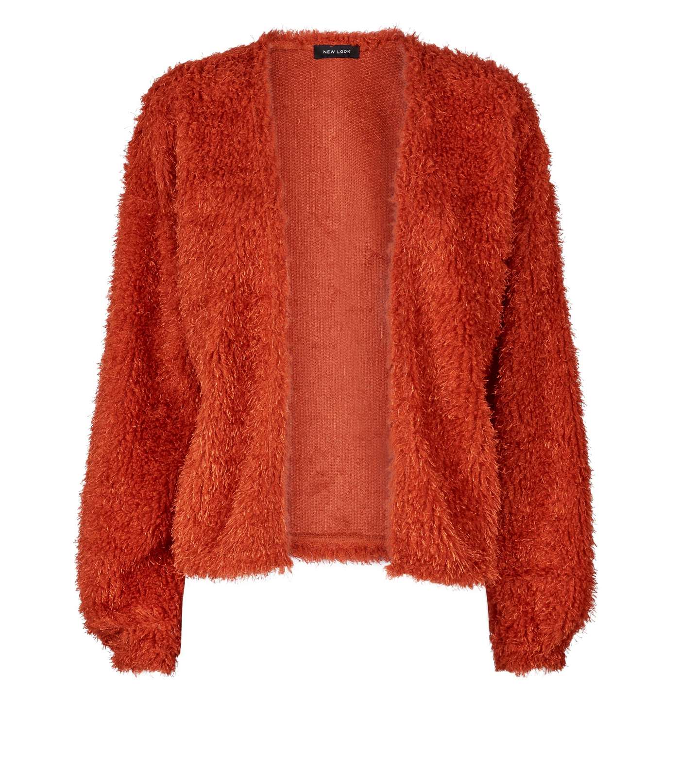 Orange Fine Knit Fluffy Cardigan Image 4