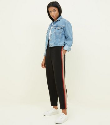 petite side stripe trousers