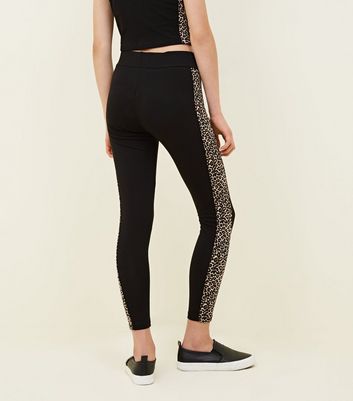 black leggings with leopard stripe