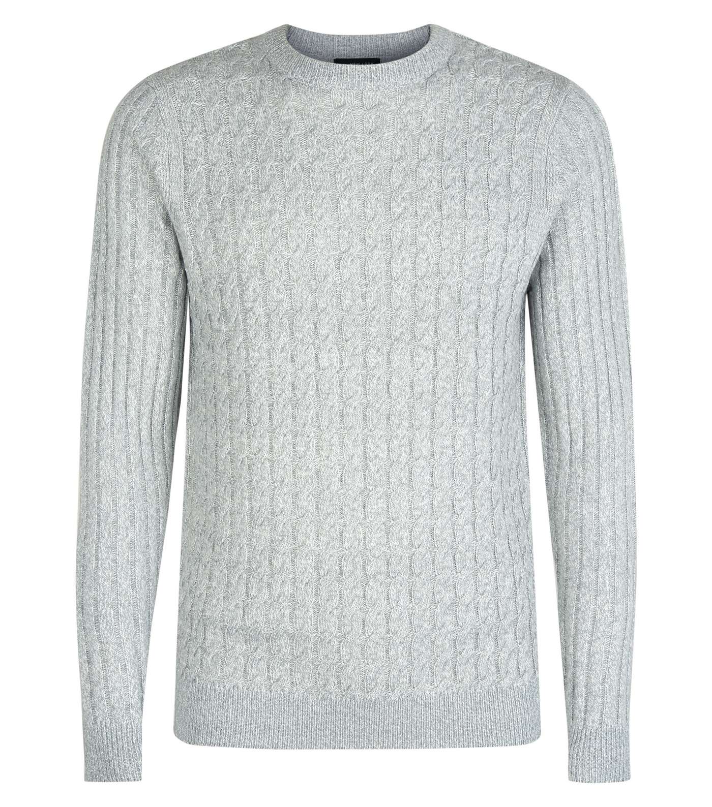 Grey Cable Knit Long Sleeve Jumper Image 4