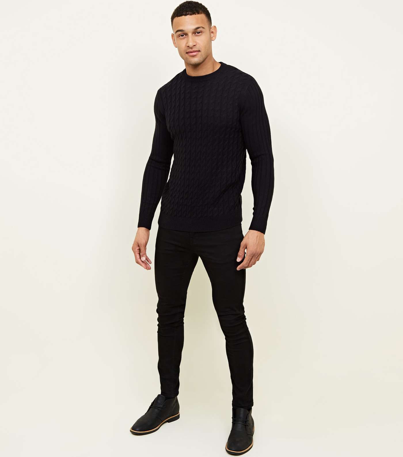 Navy Cable Knit Long Sleeve Jumper Image 2