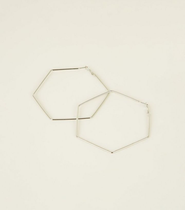 Silver Hexagon Earrings New Look Silver Hexagon Earrings New Look