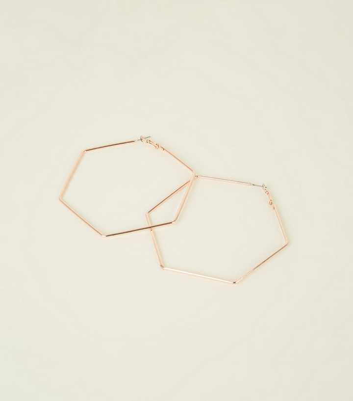 Rose Gold Hexagon Earrings