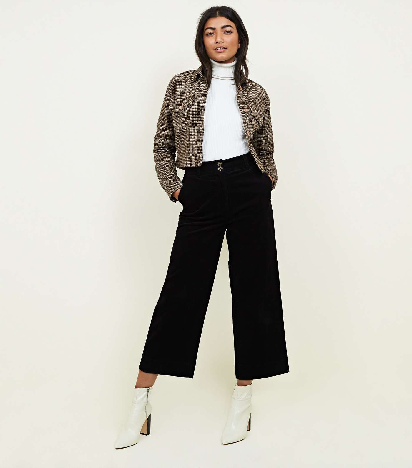 Black Corduroy Cropped Trousers