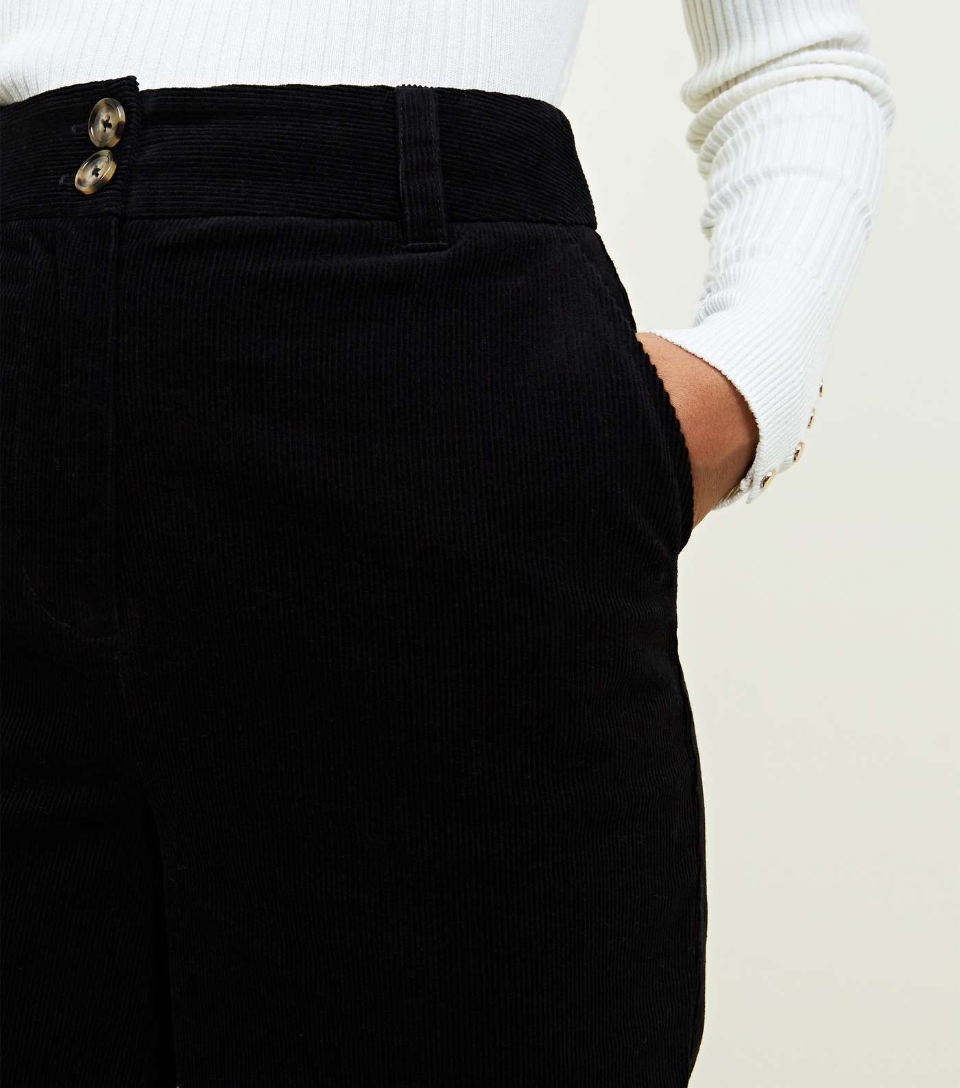Black Corduroy Cropped Trousers Image 5