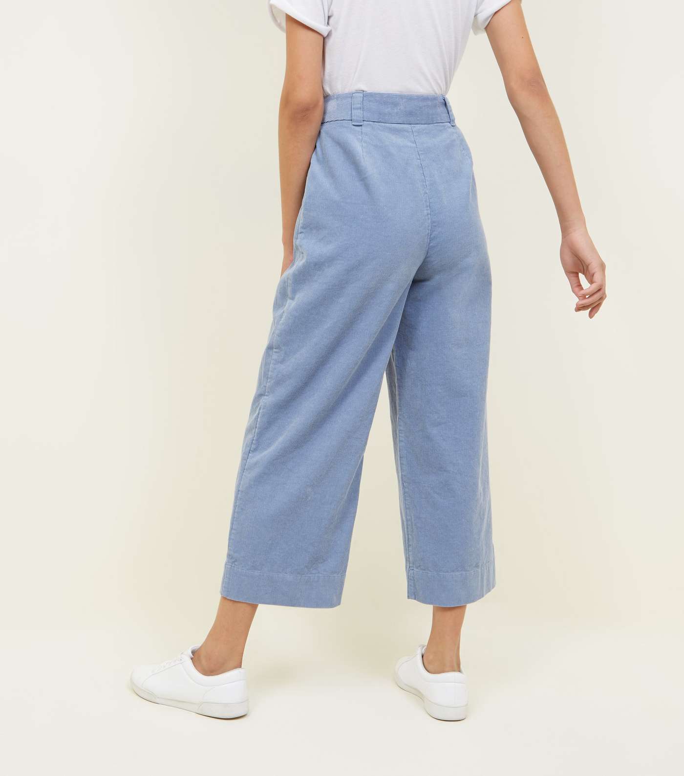 Blue Corduroy Cropped Trousers Image 3
