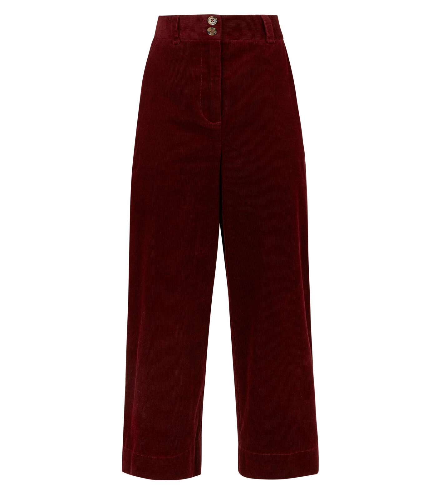 Burgundy Corduroy Cropped Trousers Image 4