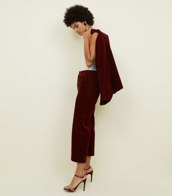 Burgundy Corduroy Cropped Trousers 