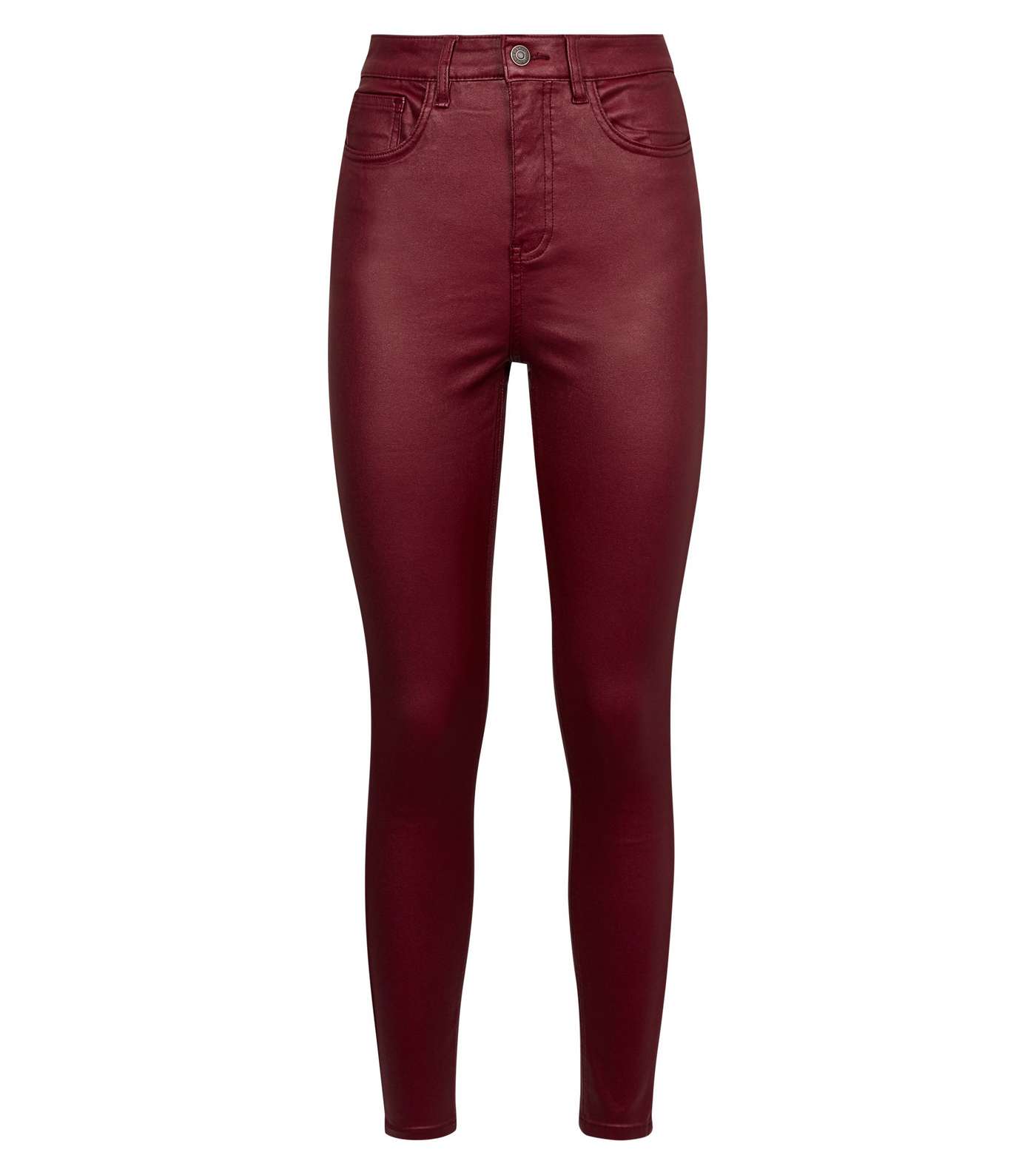 Burgundy Coated High Rise Super Skinny Dahlia Jeans  Image 4
